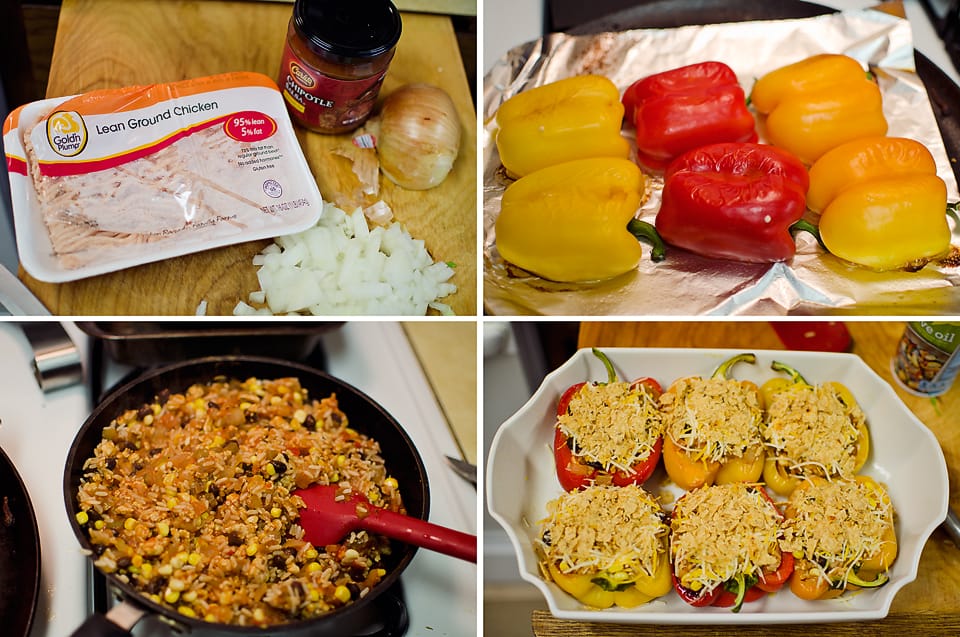 Light Chipotle Chicken & Rice Stuffed Peppers - Lavibu