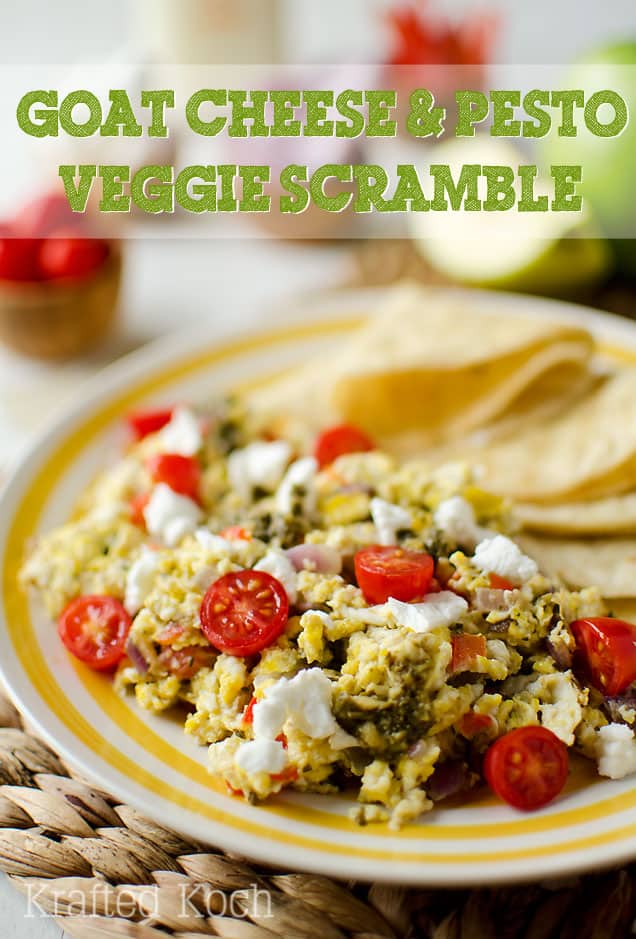 Goat Cheese & Pesto Veggie Scramble - Lavibu