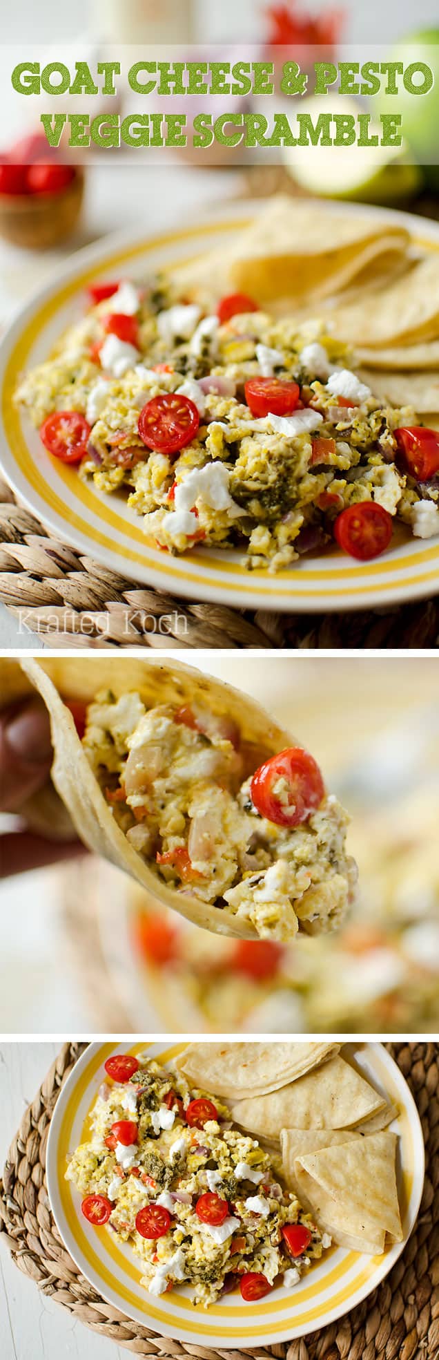 Goat Cheese & Pesto Veggie Scramble - Lavibu