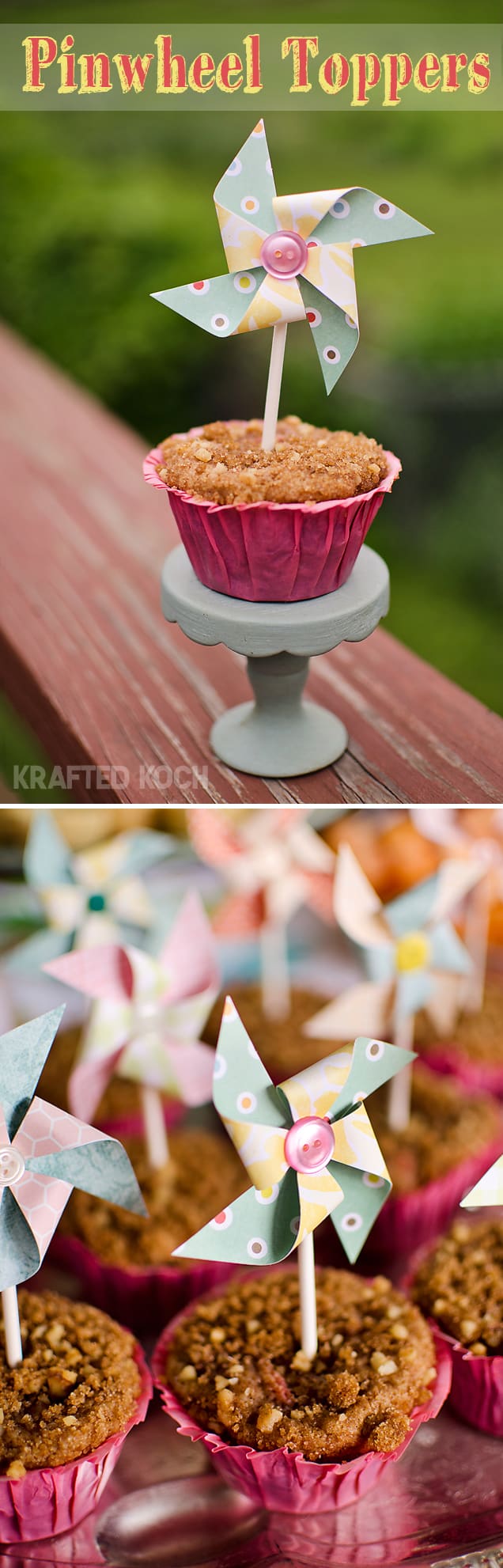 Pinwheel Cupcake or Muffin Toppers, Party Decor - Lavibu