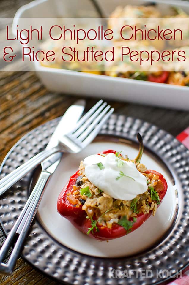 Light Chipotle Chicken & Rice Stuffed Peppers - Lavibu
