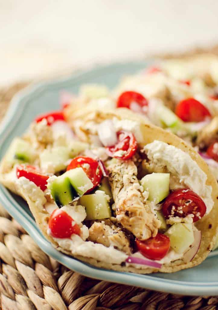 Greek Chicken Tacos with Whipped Feta