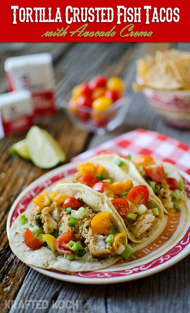 Tortilla Crusted Fish Tacos with Avacado Crema - Easy & Healthy Dinner Idea - Lavibu
