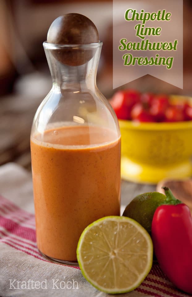 Chipotle Lime Southwest Dressing - Lavibu - A spicy dressing made with chipotle peppers in adobe sauce, fresh lime juice, southwest spices and a bit of creaminess from Greek yogurt.