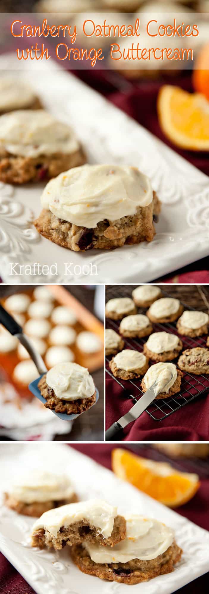 Cranberry Oatmeal Cookies with Orange Buttercream - Lavibu - A moist and flavorful cookie recipe that is perfect for fall!