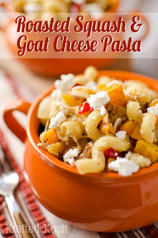 Roasted Squash and Goat Cheese Pasta - Lavibu - A delicious vegetarian recipe loaded with rich fall flavors!