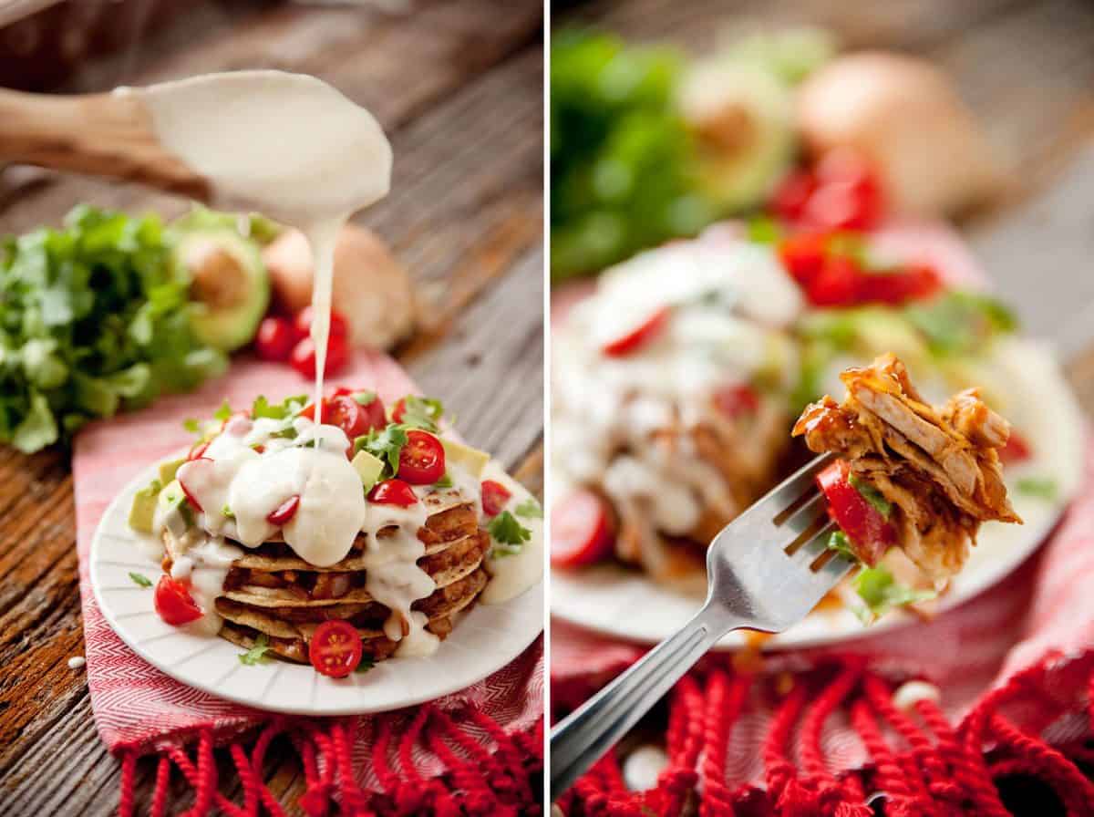 Cheesy Chicken Enchilada & Tortilla Stacks - Lavibu