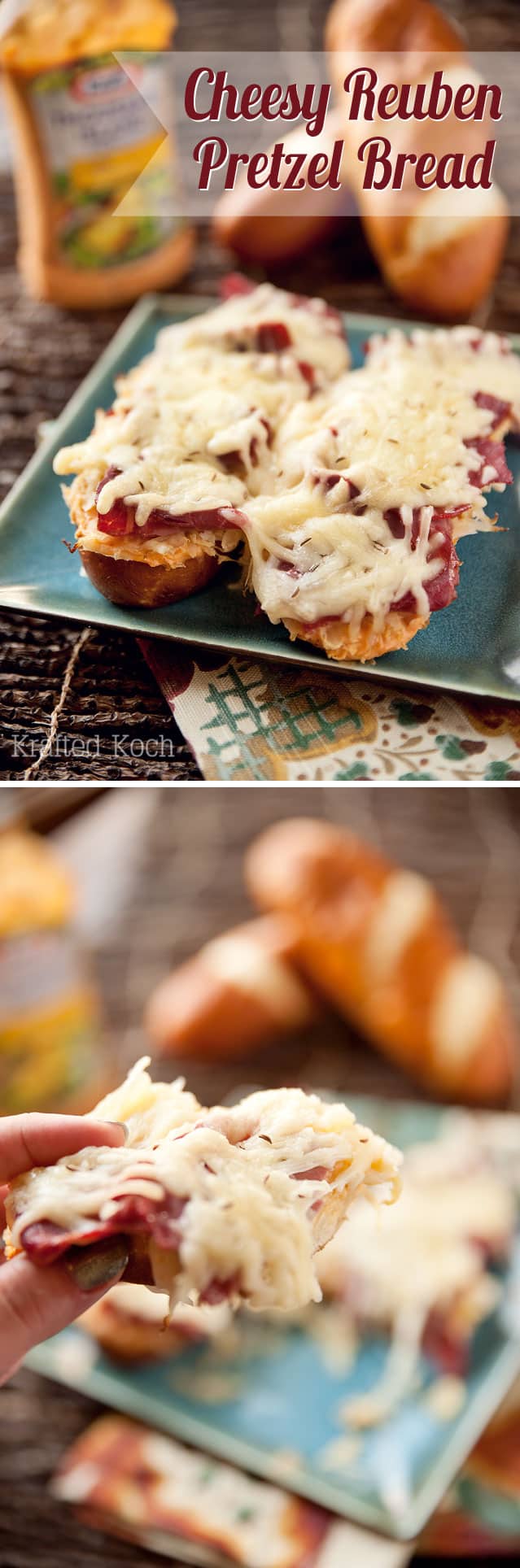 Cheesy Reuben Pretzel Bread - Lavibu - A simple and flavorful recipe that makes for a simple weeknight dinner.