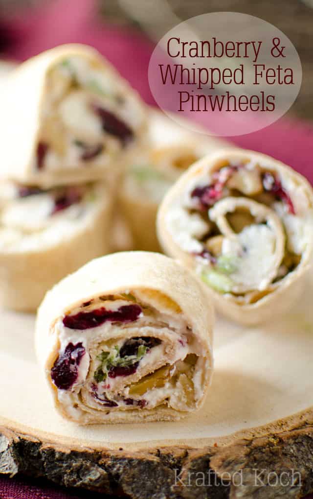 Cranberry & Whipped Feta Pinwheels - Lavibu - A perfectly simply and delicious appetizer recipe for the holidays!