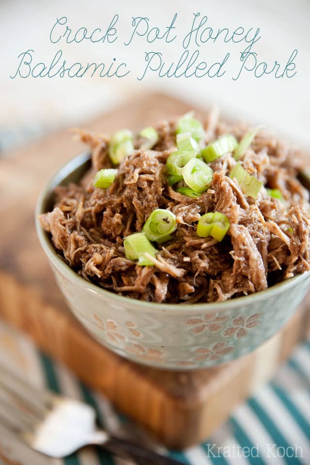 Crock Pot Honey Balsamic Pulled Pork - Lavibu - An easy and flavorful slow cooker recipe for pulled pork with a unique twist!