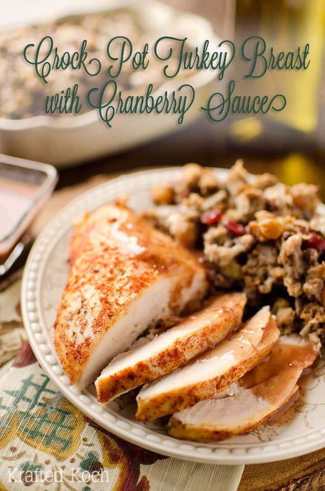 Crock Pot Turkey Breast with Cranberry Sauce - Lavibu - The BEST turkey recipe you will every try! Turkey breast that is brined and slow cooked for a wonderfully flavorful and crazy juicy piece of meat along with a cranberry sauce that makes itself in the slow cooker. You will never look at turkey the same way again!