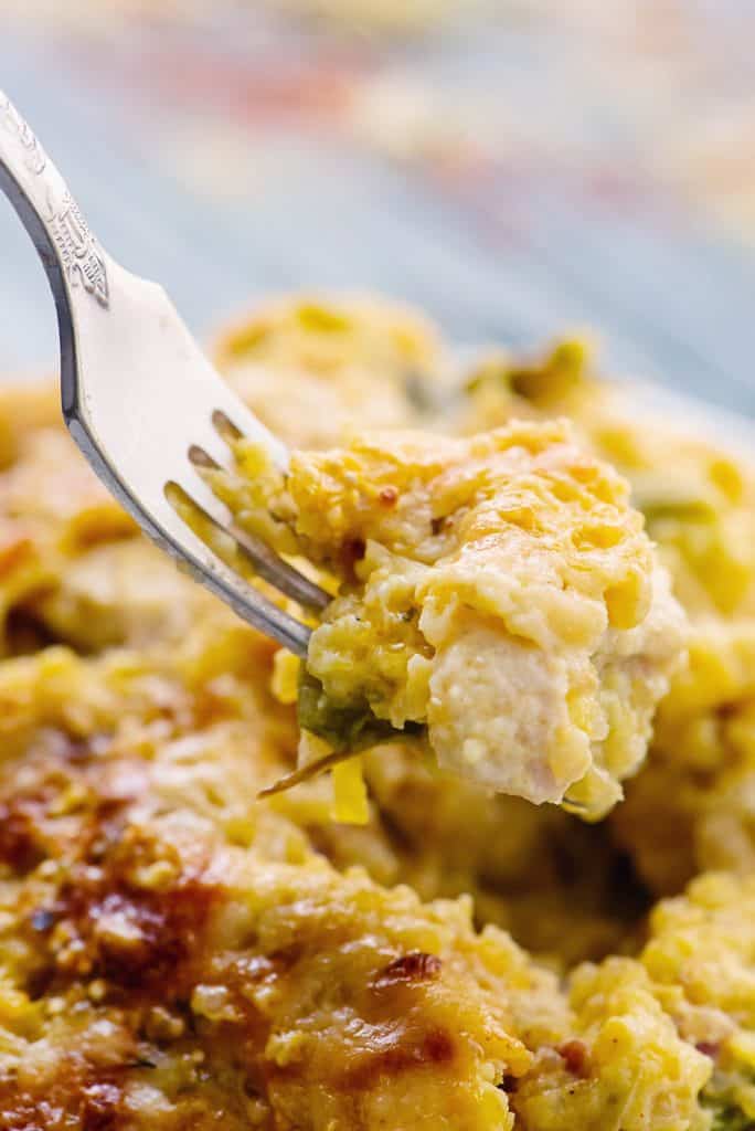 Fork full of Chicken Asparagus Casserole