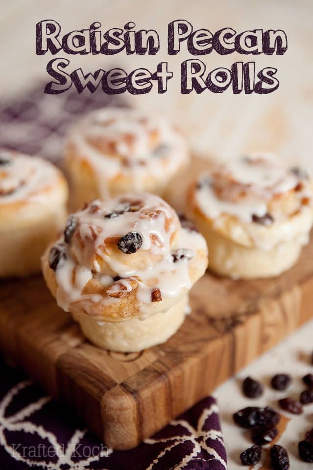 Raisin Pecan Sweet Rolls Breakfast - An amazingly moist potato dough recipe filled with cinnamon & sugar, chewy raisins and crunchy pecans for the perfect breakfast or treat! #SweetRolls #Breakfast #Raisin #Pecan