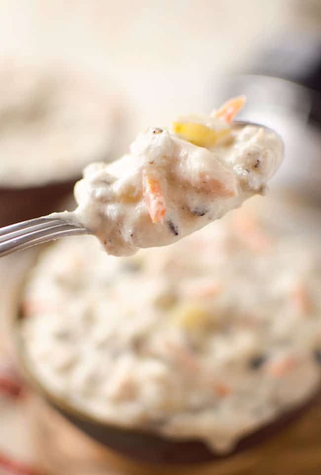 Crock Pot Creamy Chicken Wild Rice Soup - Lavibu