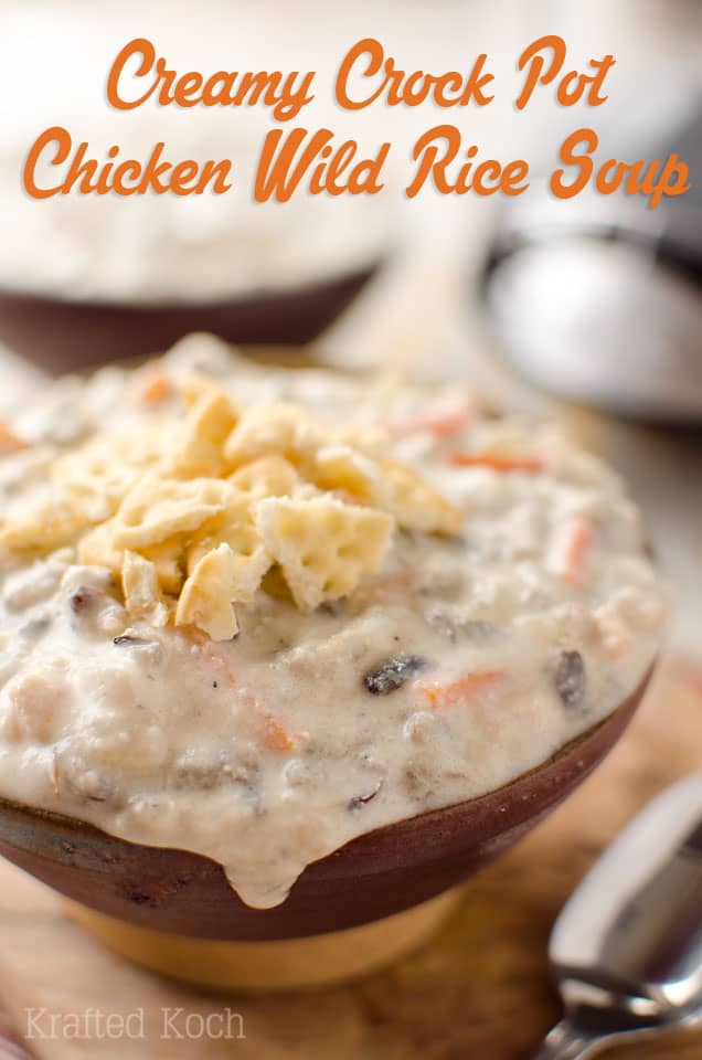 Crock Pot Creamy Chicken Wild Rice Soup - Lavibu - A creamy and decadent soup recipe you can throw in your slow cooker and come home to an amazing meal that will warm you up on cold winter days! #Soup #CrockPot #SlowCooker #ComfortFood
