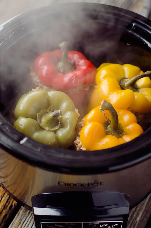 Light Crock Pot Taco Stuffed Peppers - Lavibu