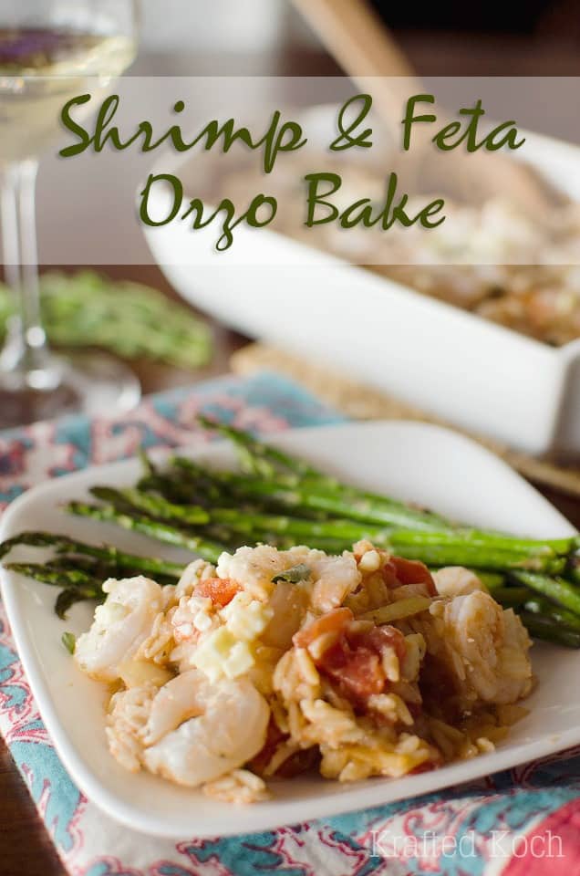 Shrimp & Feta Orzo Bake - Lavibu - A one-dish meal with whole wheat orzo pasta, shrimp and feta for a flavorful and healthy dinner idea