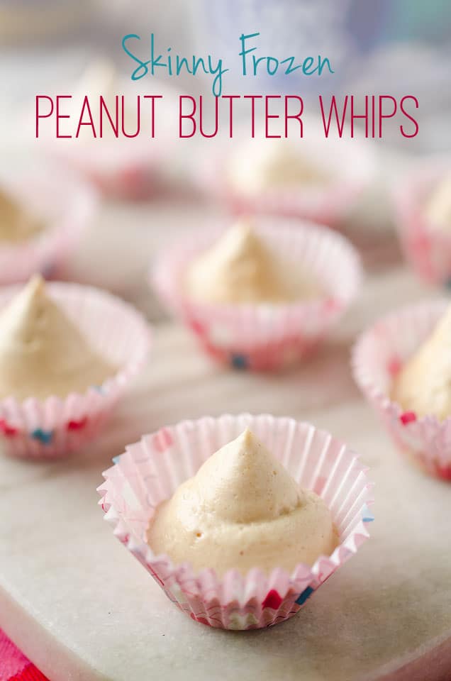 Skinny Frozen Peanut Butter Whips - A fast and easy two-ingredient treat that is light and will satisfy your sweet craving, fill you up and taste amazing! #Skinny #Light #Healthy #Sweet #Treat