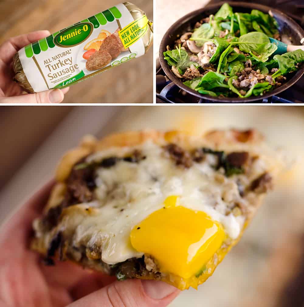 Turkey Sausage Breakfast Pizza is an easy recipe containing all of the best parts of breakfast! A flaky crescent crust is topped with a mixture of lean Jennie-O turkey sausage, vegetables, creamy Havarti cheese and soft baked eggs for a meal you won't soon forget.