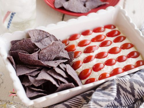 Patriotic Flag Parmesan Garlic Chip Dip