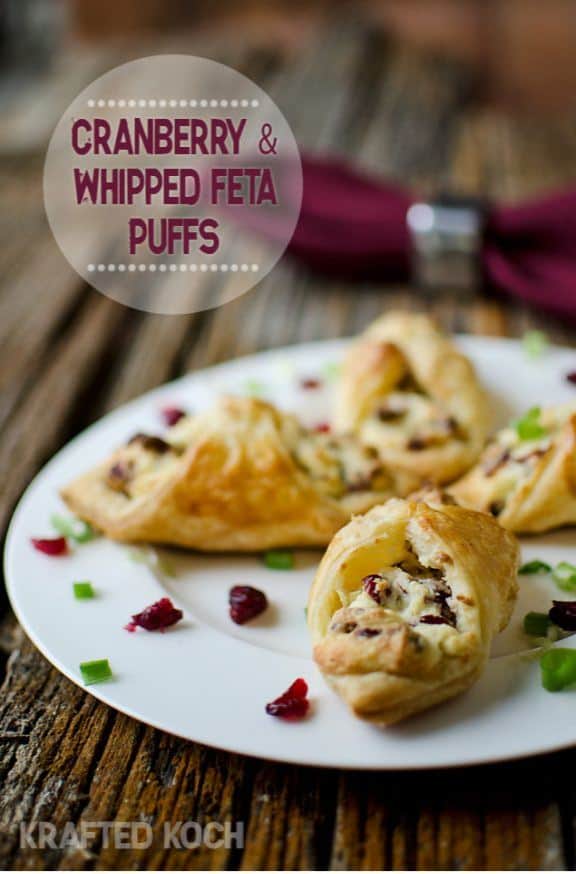 Cranberry and Whipped Feta Puffs