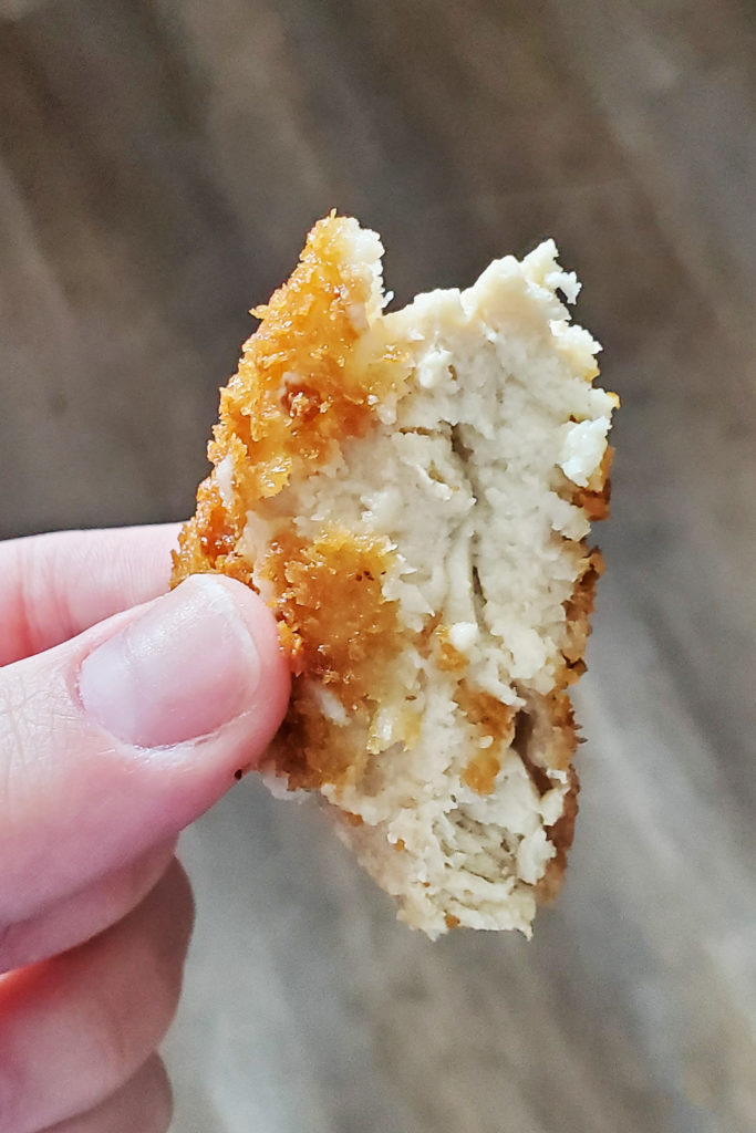 piece of Veestro Country Fried Chick'n vegan meat