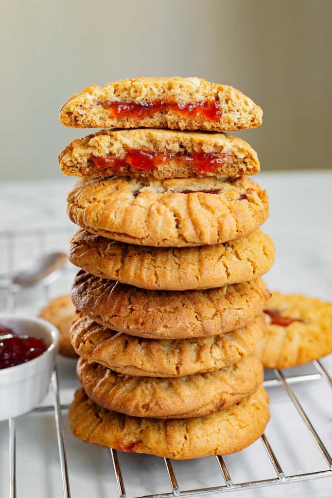 Peanut Butter Jelly Stuffed Cookies