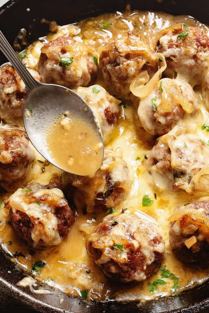 French Onion Meatballs